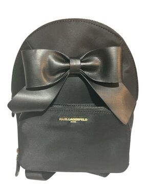 KARL LAGERFELD NWT Black Nylon Mini Backpack w/Bow & Gold Hardware SUPER CUTE!!!